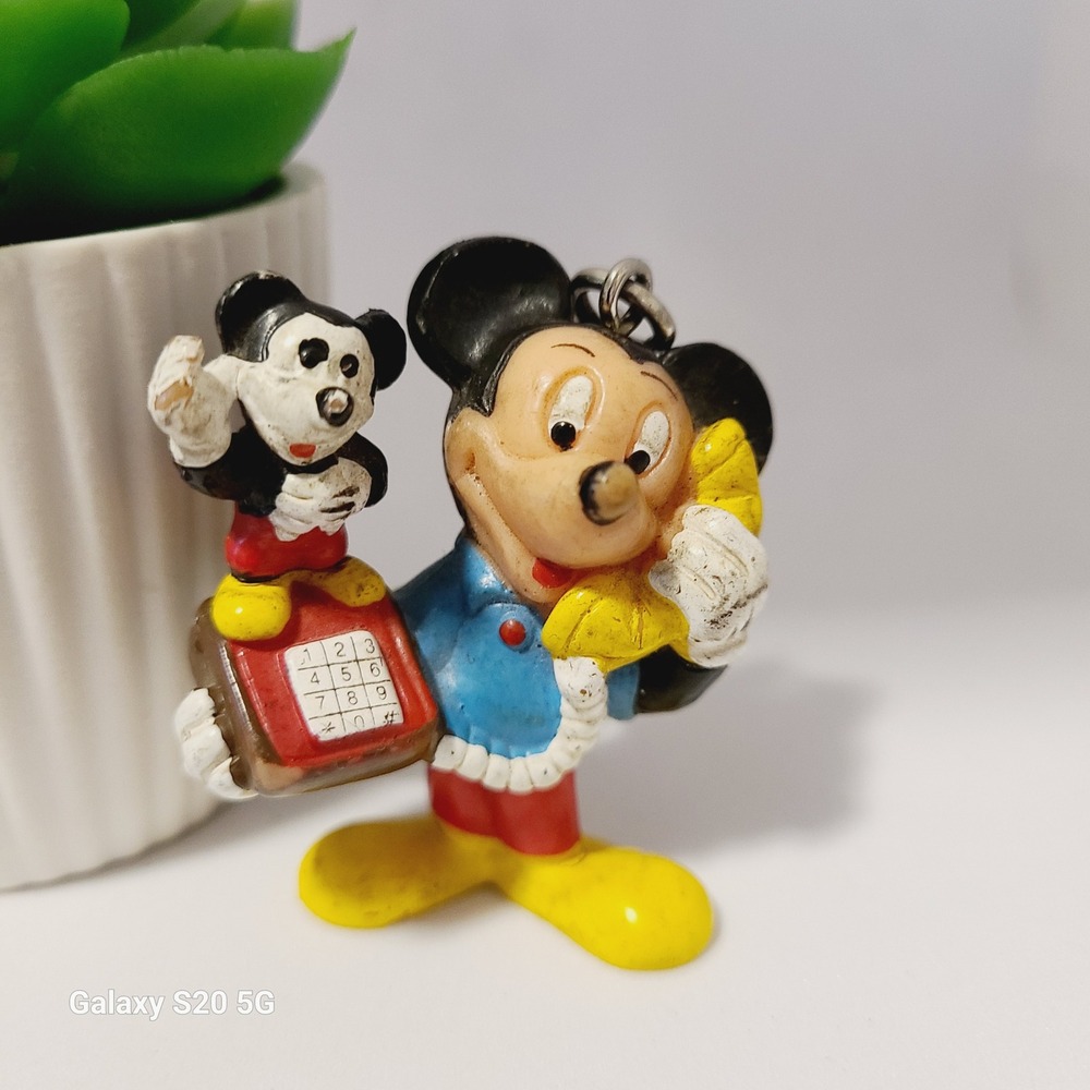 Vintage Mickey Mouse Phone‎ Keychain Walt Disney Co. Figurine Collectible